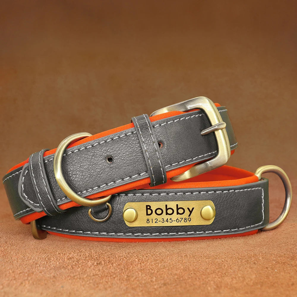 Personalized Leather Collar - Gray / XL - Doggy Adorer