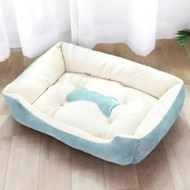 Square Nest Dog Bed - Bone - Light Blue / XL - Doggy Adorer