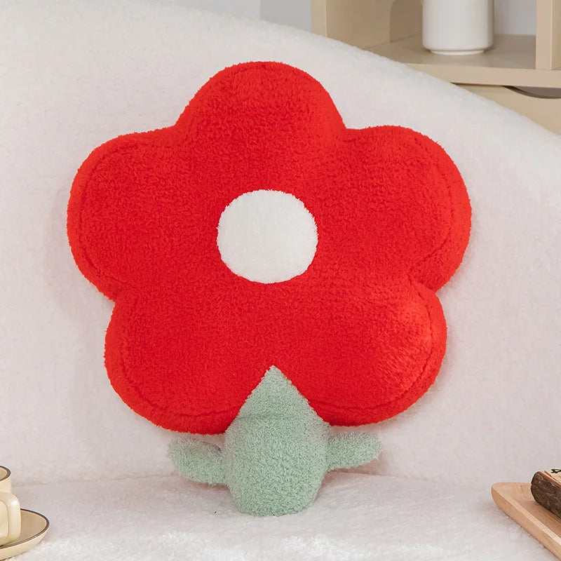 Delightful Pet-Friendly Floral Plush Pillow - Red Flower - Doggy Adorer