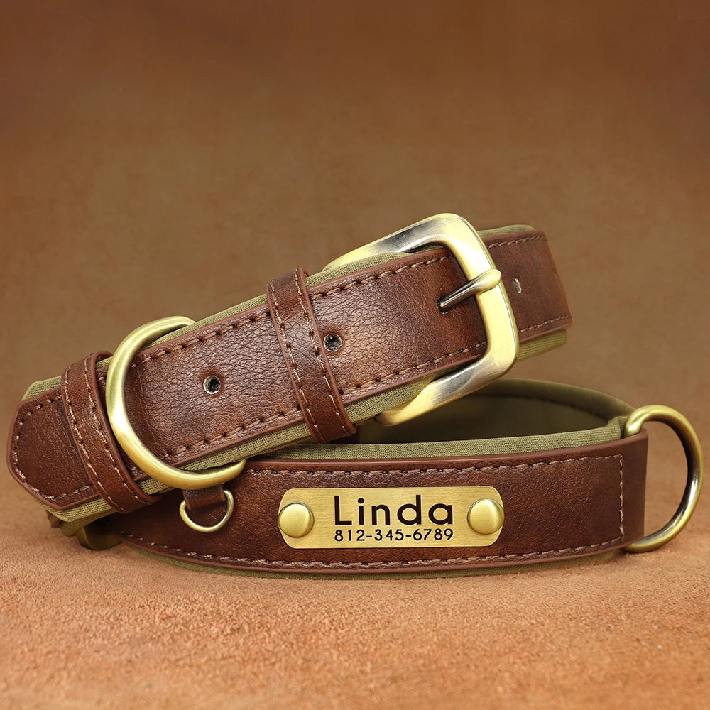 Personalized Leather Collar - Brown / XS - Doggy Adorer