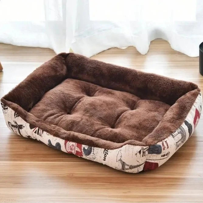 Square Nest Dog Bed - Brown / XL - Doggy Adorer