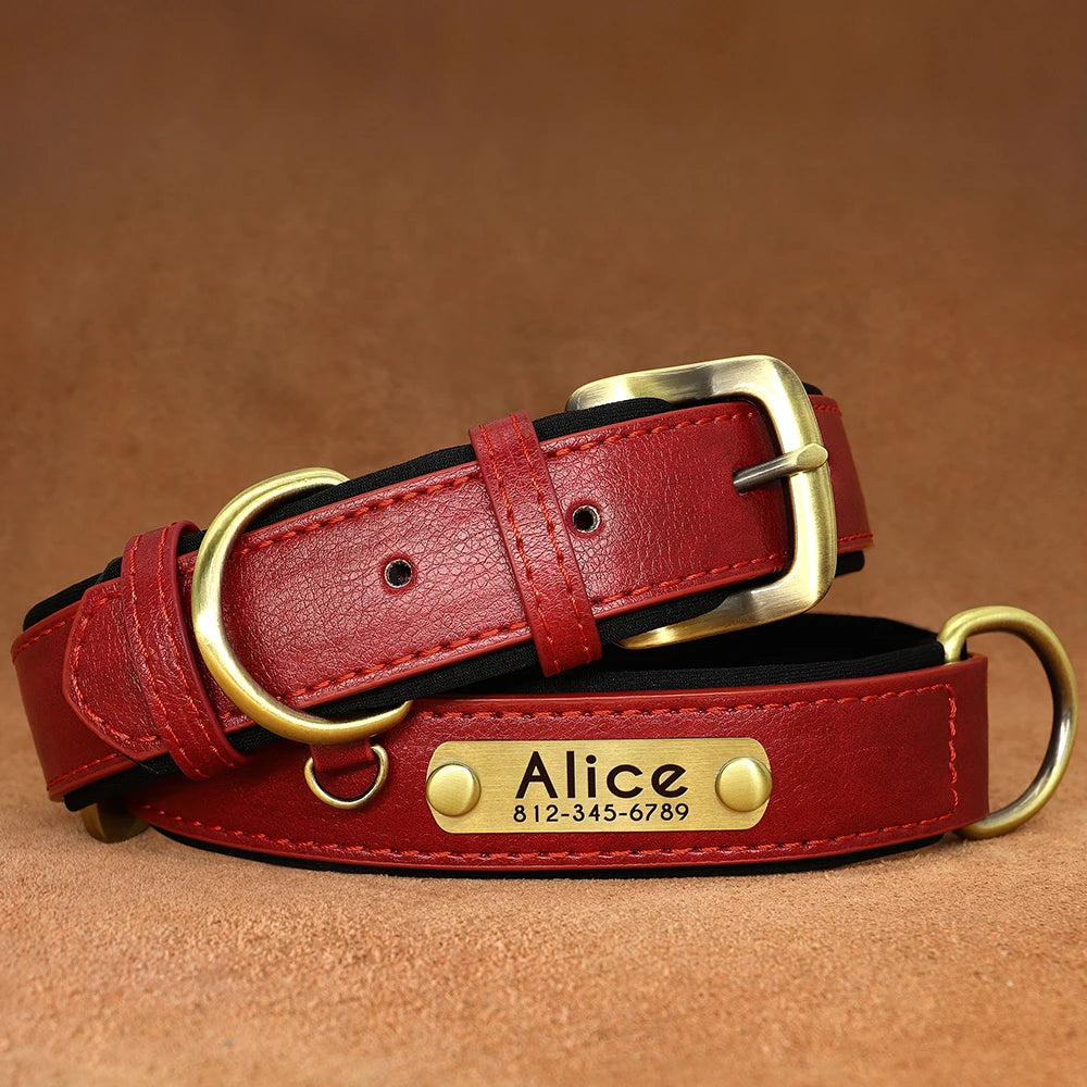 Personalized Leather Collar - Red / M - Doggy Adorer