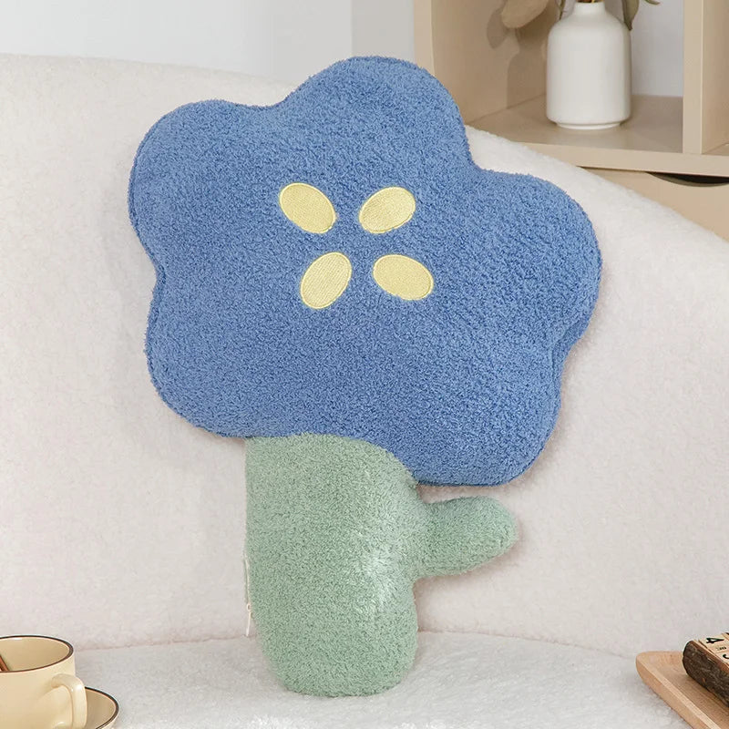 Delightful Pet-Friendly Floral Plush Pillow - Blue Flower - Doggy Adorer