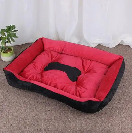 Square Nest Dog Bed - Bone - Red / L - Doggy Adorer